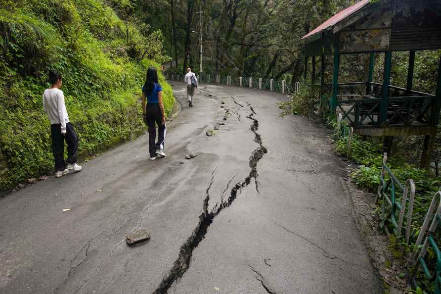 Shimla road damaged after rain