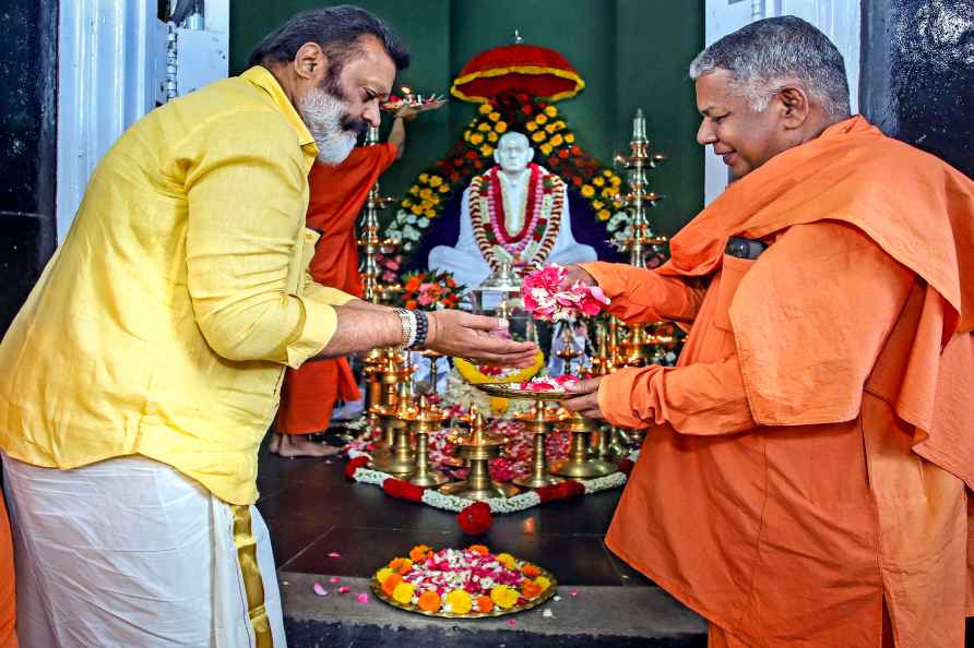 Suresh Gopi at at Varkala Sivagiri Mutt