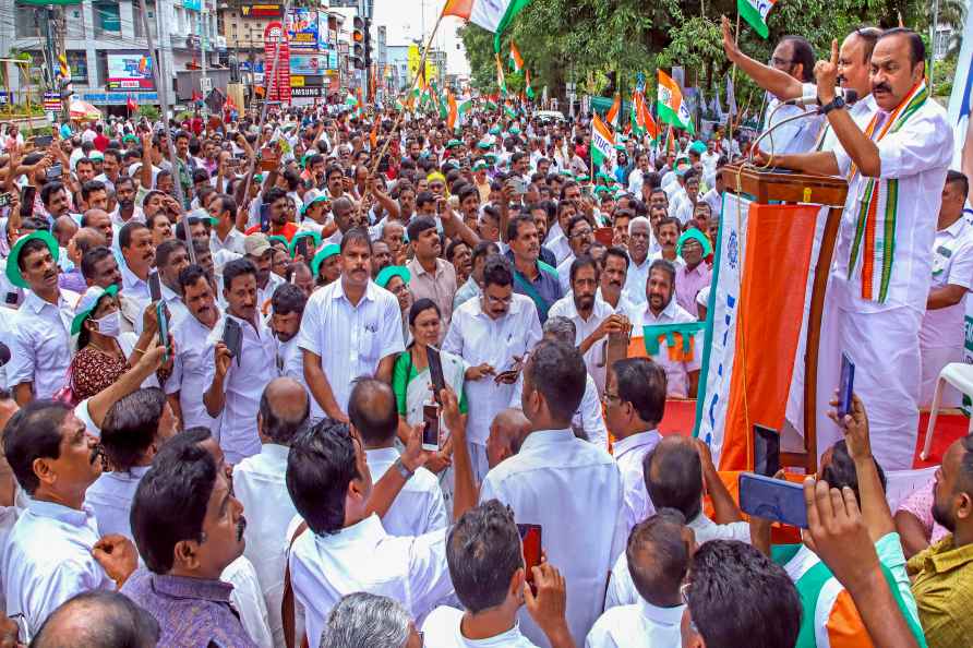 Trade union's protest in Kerala