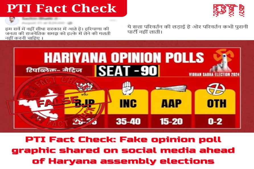 **EDS: IMAGE WITH FACT CHECK STORY** New Delhi: Fake opinion poll...