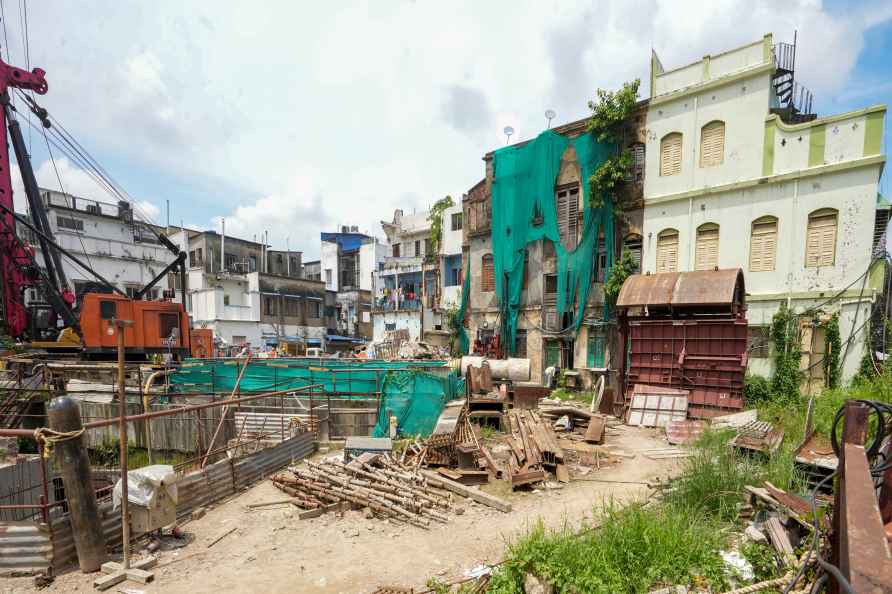 East West metro construction site at Bowbazar