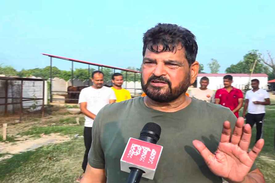 Brij Bhushan Sharan Singh speaks to media