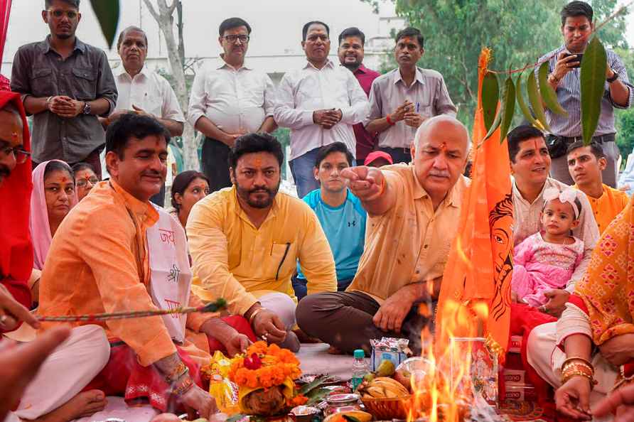 Sisodia at 'Bhoomi Pujan' of Kamdhenu Ramlila