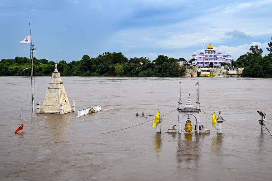 Jabalpur: A temple submerged in the swollen Narmada river water ...