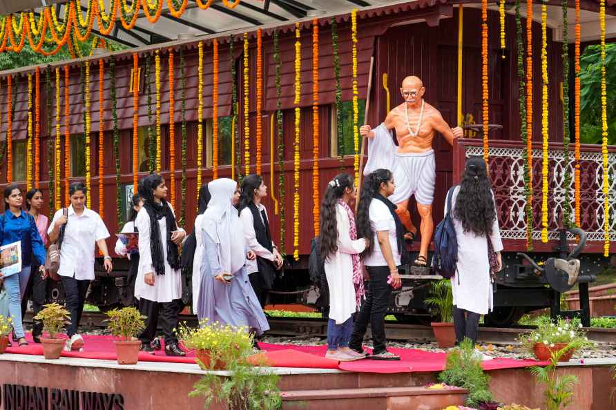 Restored rail coach at Gandhi Darshan