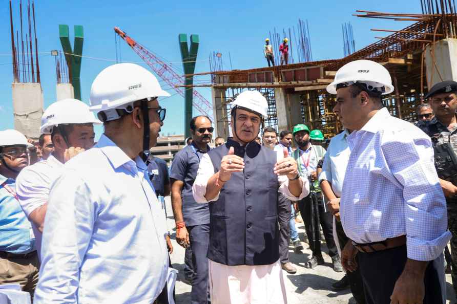 Assam CM at construction site of convention centre